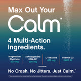 Max Calm Magnesium Supplement Raspberry-Lemonade packaging with ingredients list