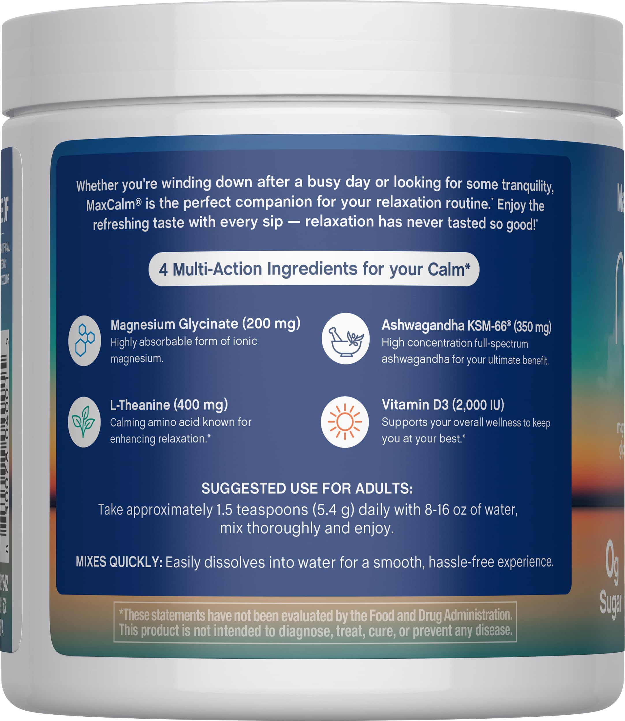 Max Calm Magnesium Supplement Raspberry-Lemonade stick pack opened with powder