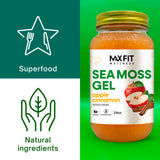 MAX FIT Sea Moss Gel 24 oz jar in a kitchen setting