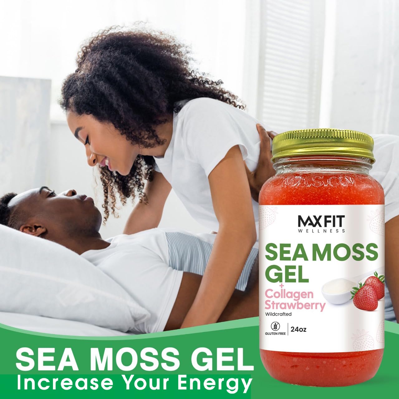 MAX FIT Sea Moss Gel 24 oz jar with spoon