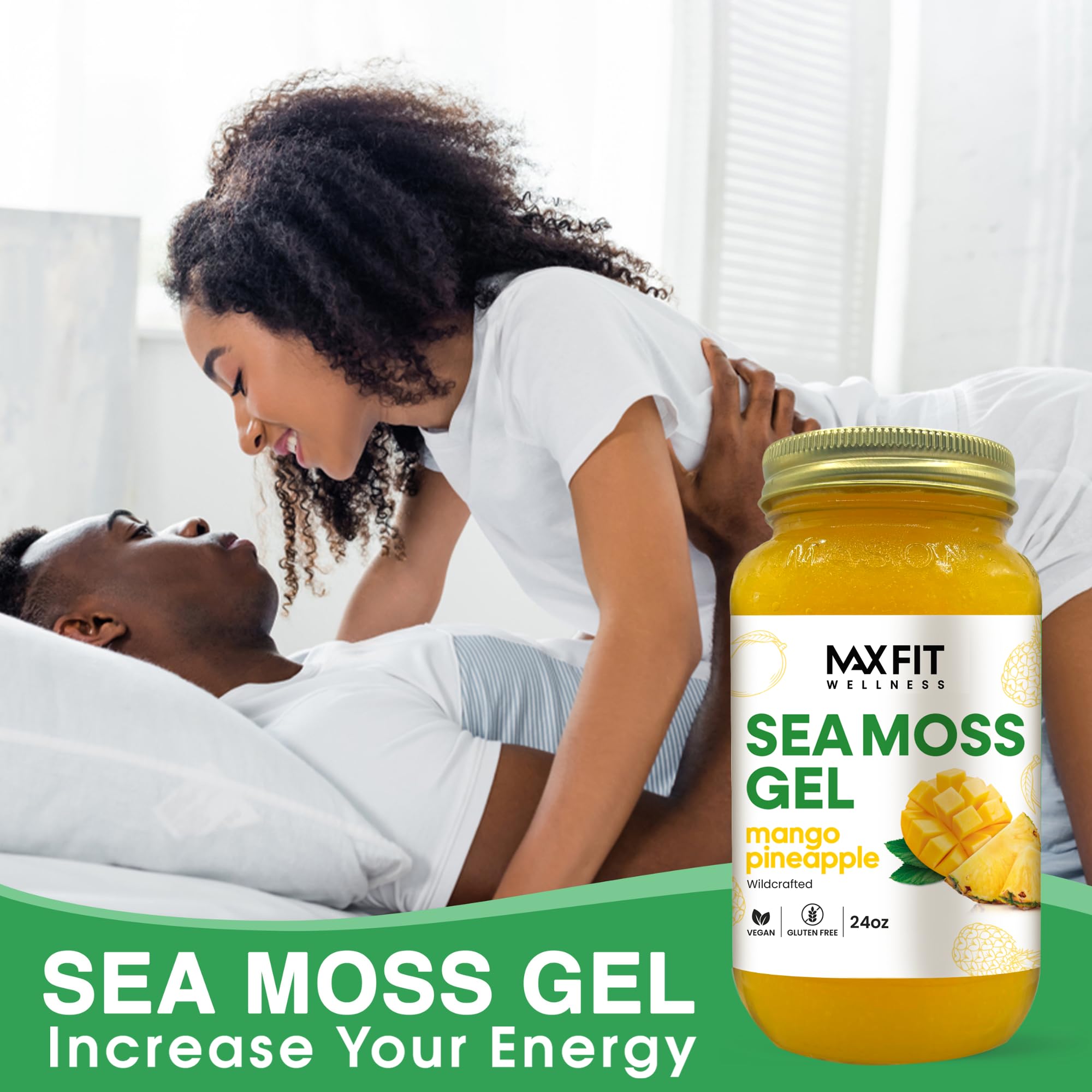 MAX FIT Sea Moss Gel 24 oz jar with spoon