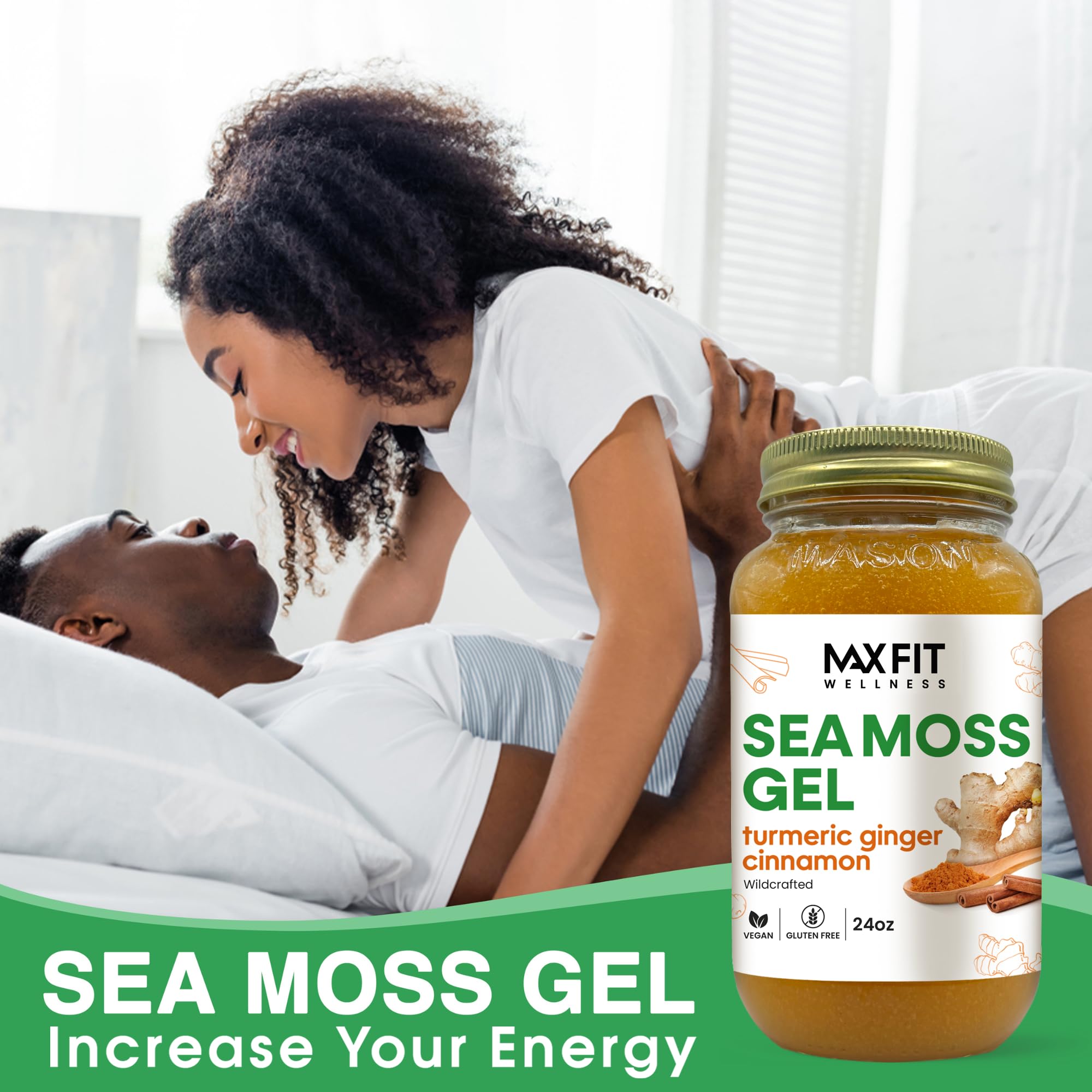 MAX FIT Sea Moss Gel 24 oz jar with spoon