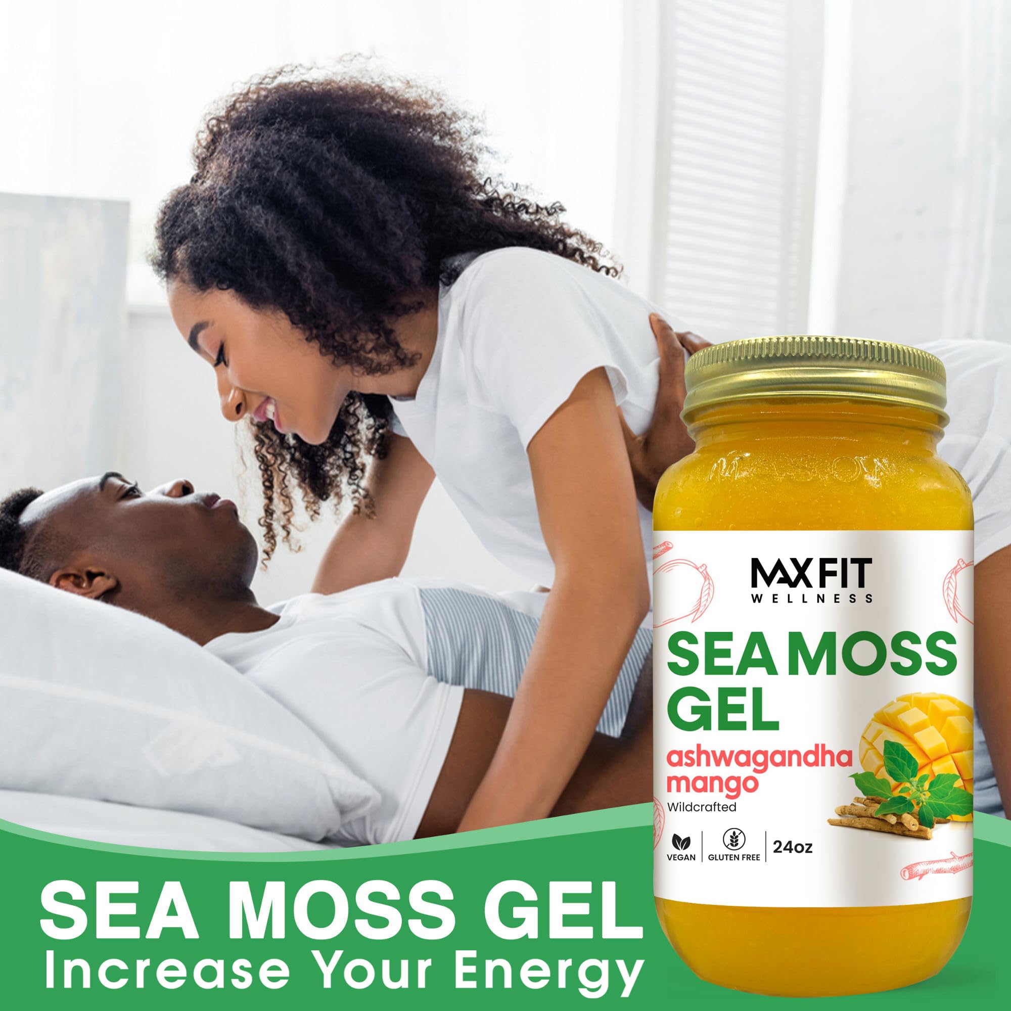 MAX FIT Sea Moss Gel 24 oz jar with spoon