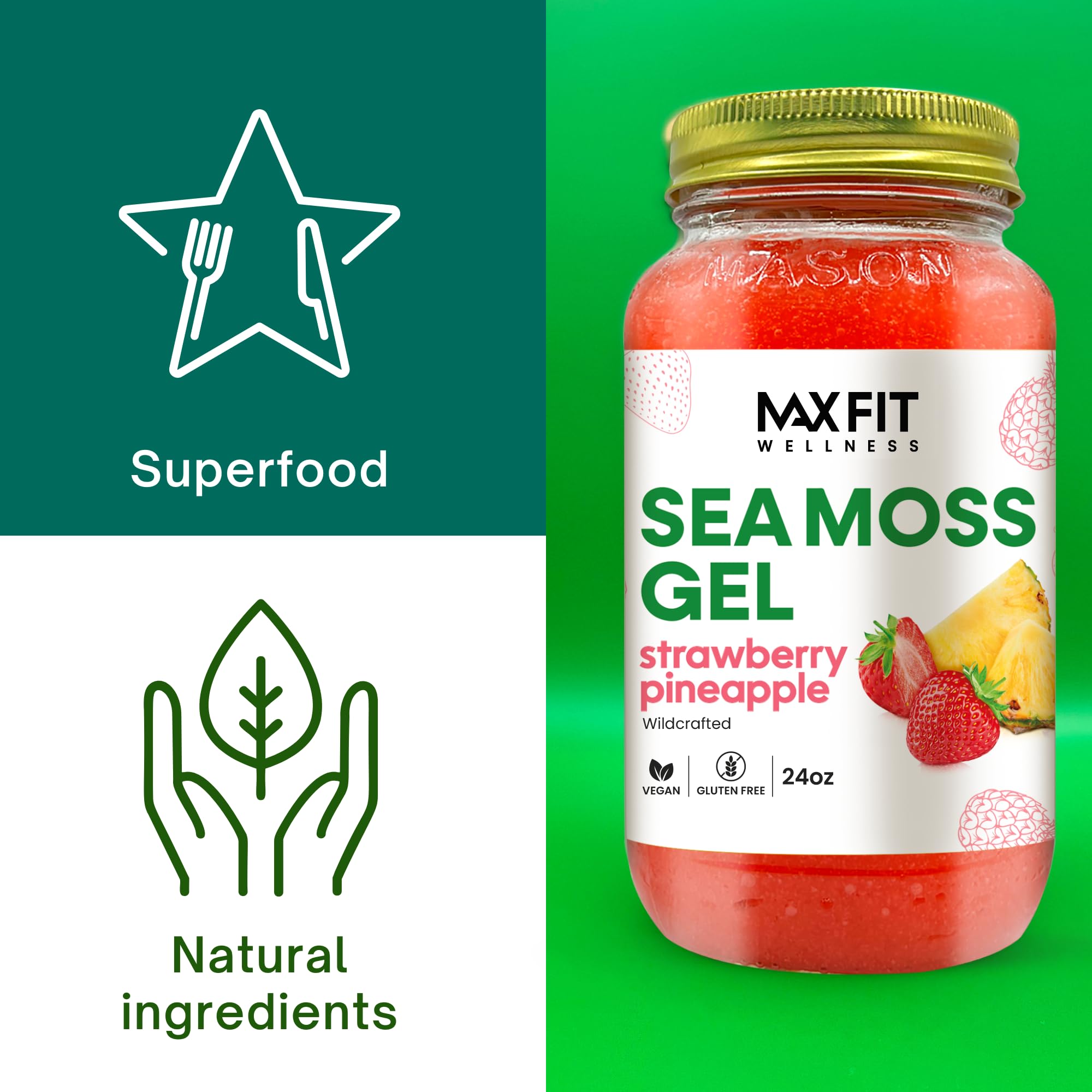 MAX FIT Sea Moss Gel 24 oz jar with spoon