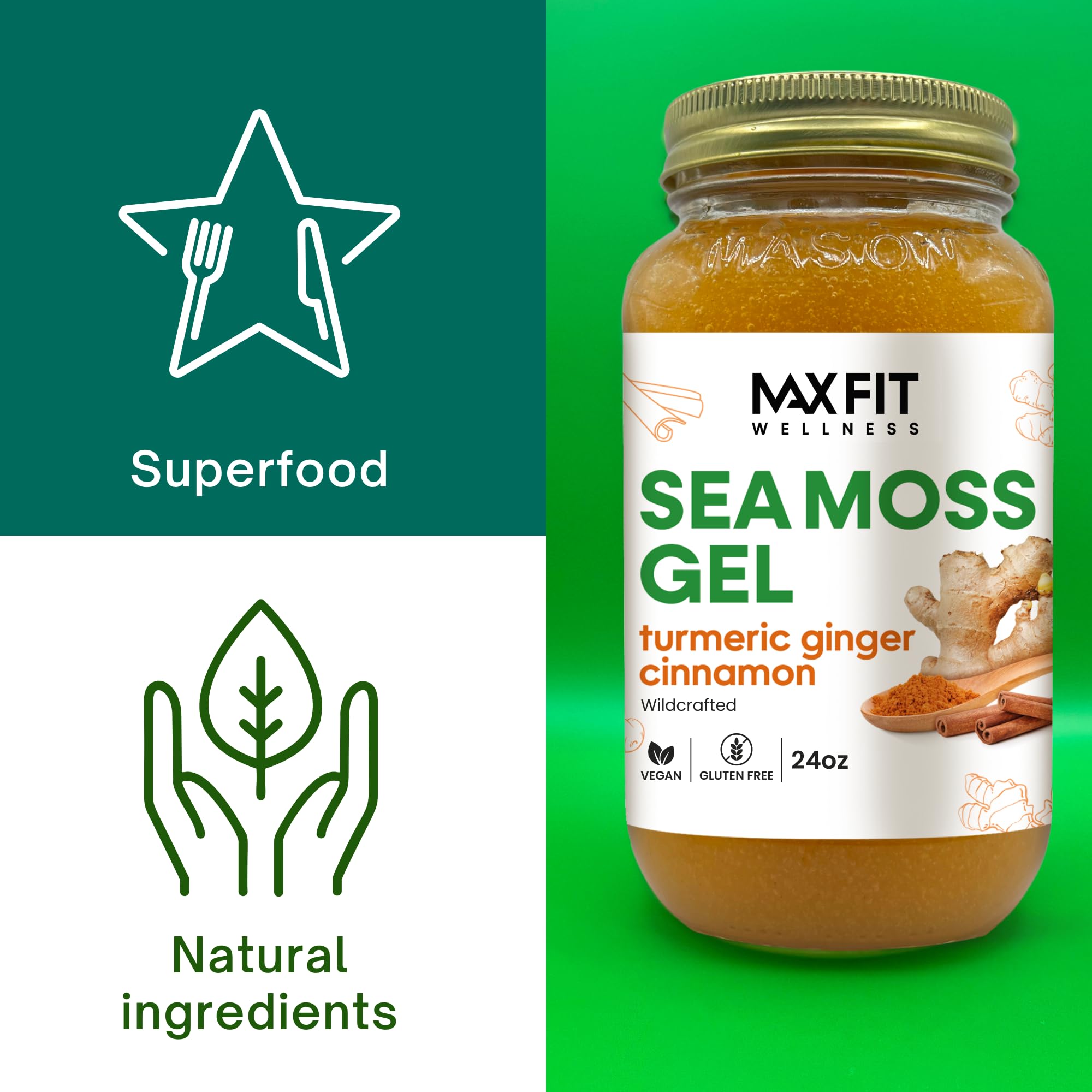 MAX FIT Sea Moss Gel 24 oz with fresh ingredients