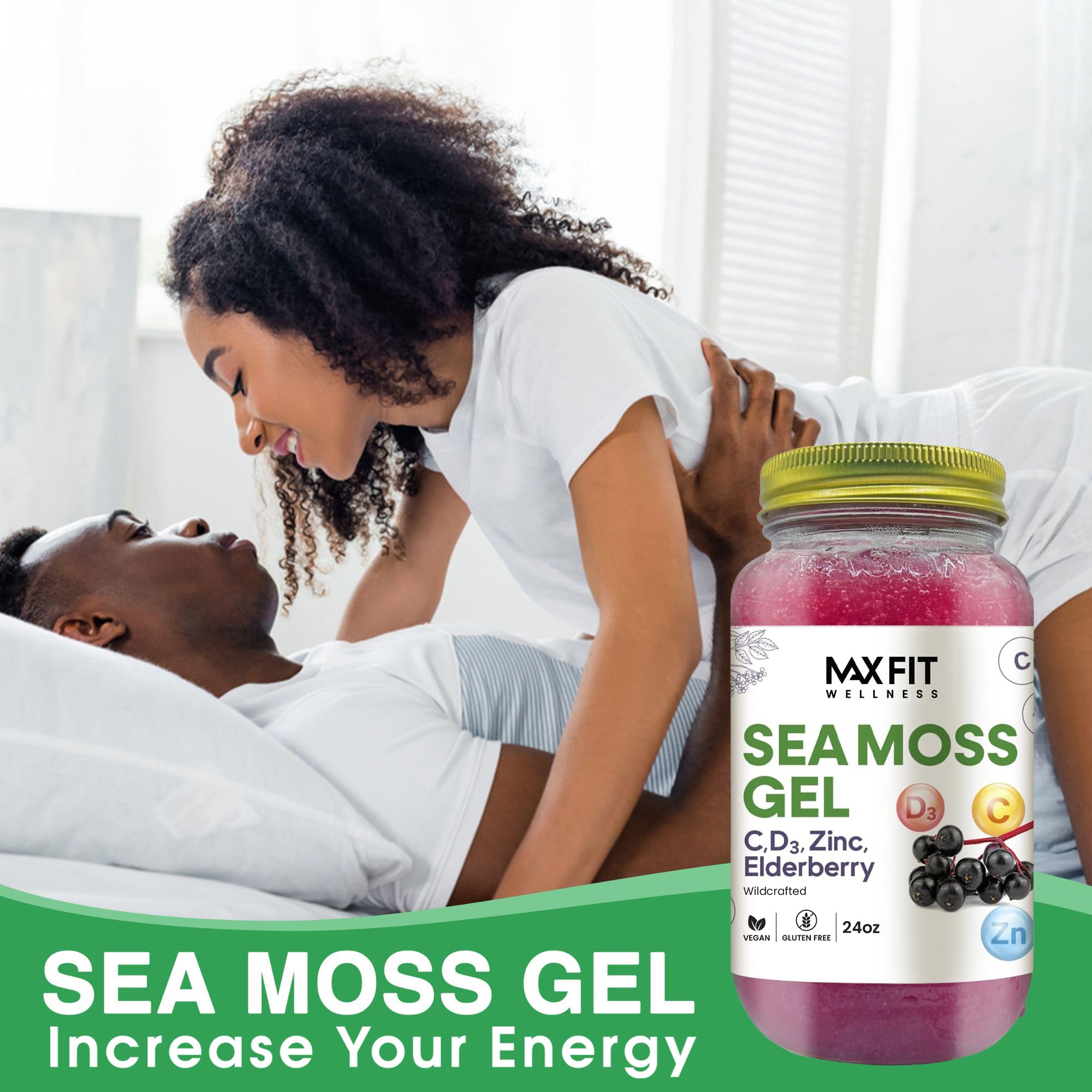 MAX FIT Sea Moss Gel 24oz jar side view