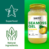 MAX FIT Sea Moss Gel displayed with fresh ingredients