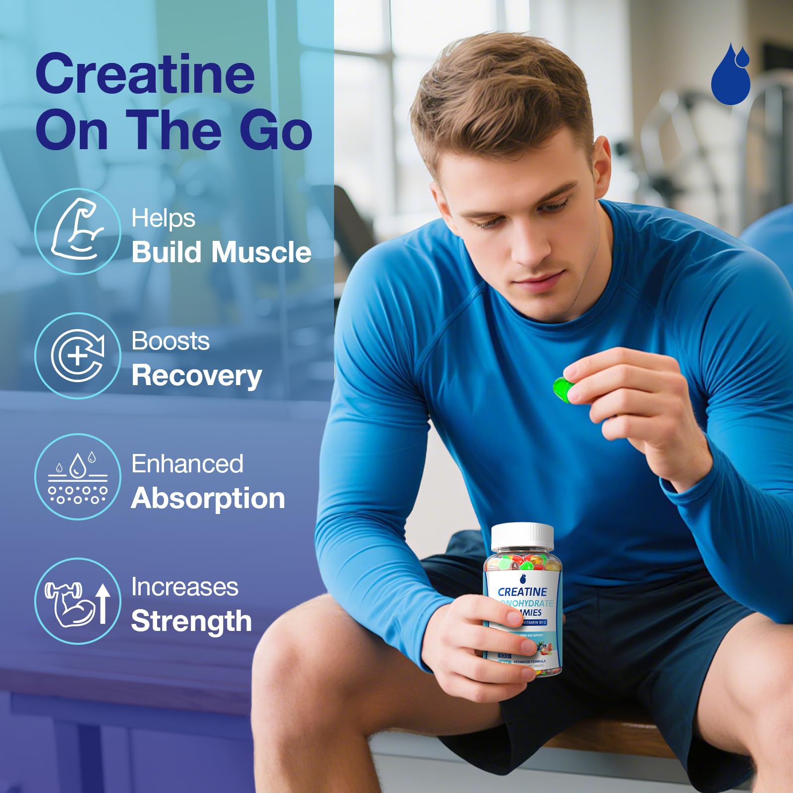 MaxHemp Creatine Gummies with serving size of 4 gummies