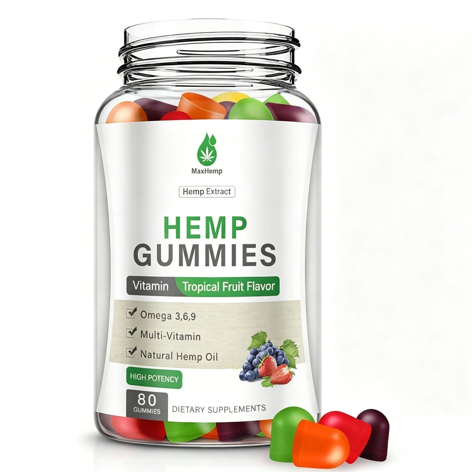 MaxHemp Hemp Gummies 80 Count front view packaging