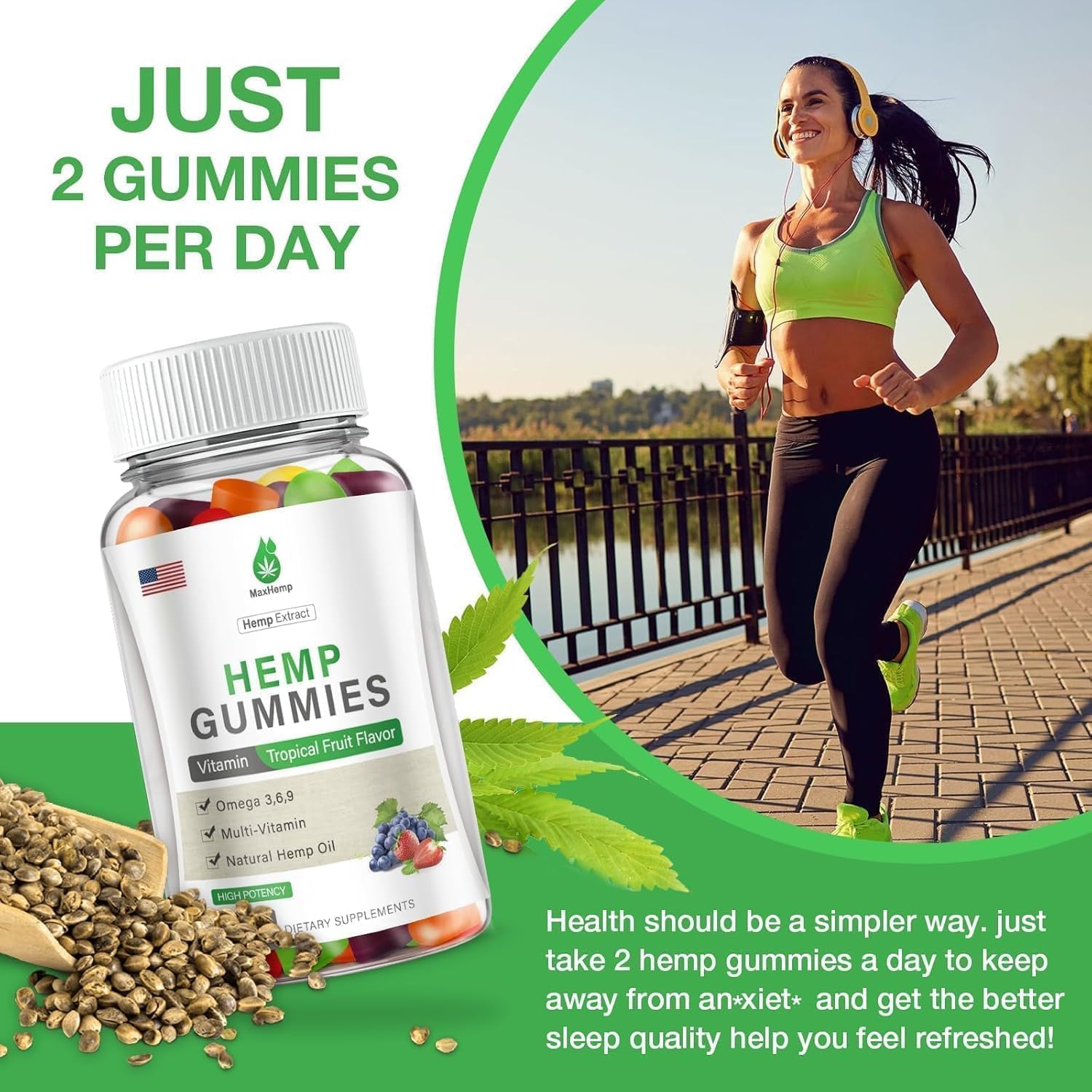 MaxHemp Hemp Gummies displayed on a wooden table