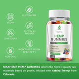 MaxHemp Organic Hemp Gummies on a wooden table