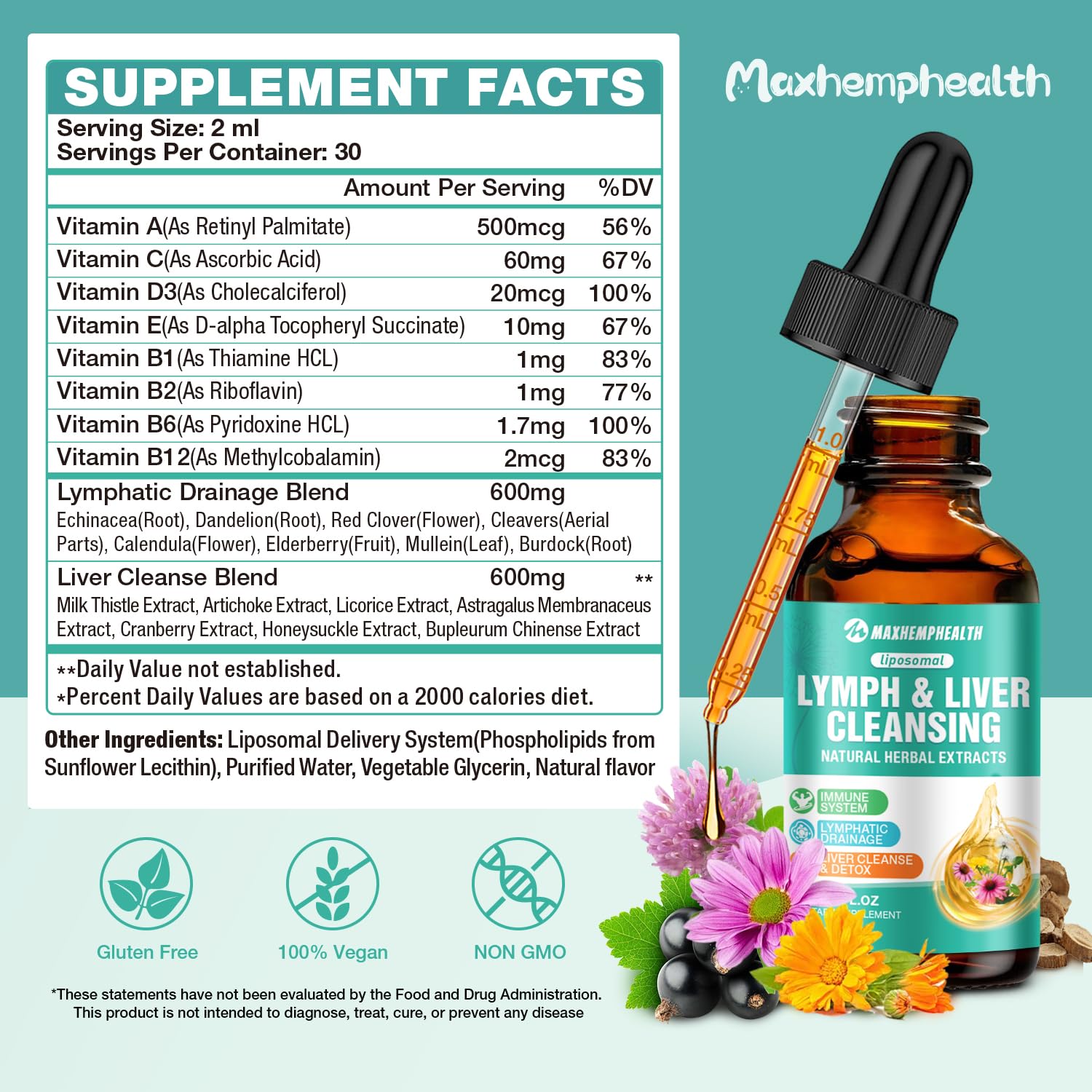 Maxhemphealth Echinacea Lymphatic Drainage Drops 60ML in a lifestyle setting