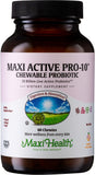 Maxi Health Active Pro-10 Kids Probiotic Chewables front view with packaging