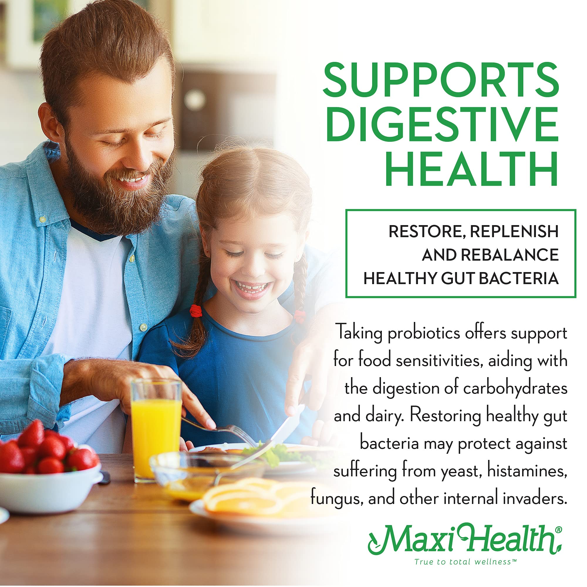 Maxi Health Active Pro-10 Kids Probiotic Chewables side view with tablet size
