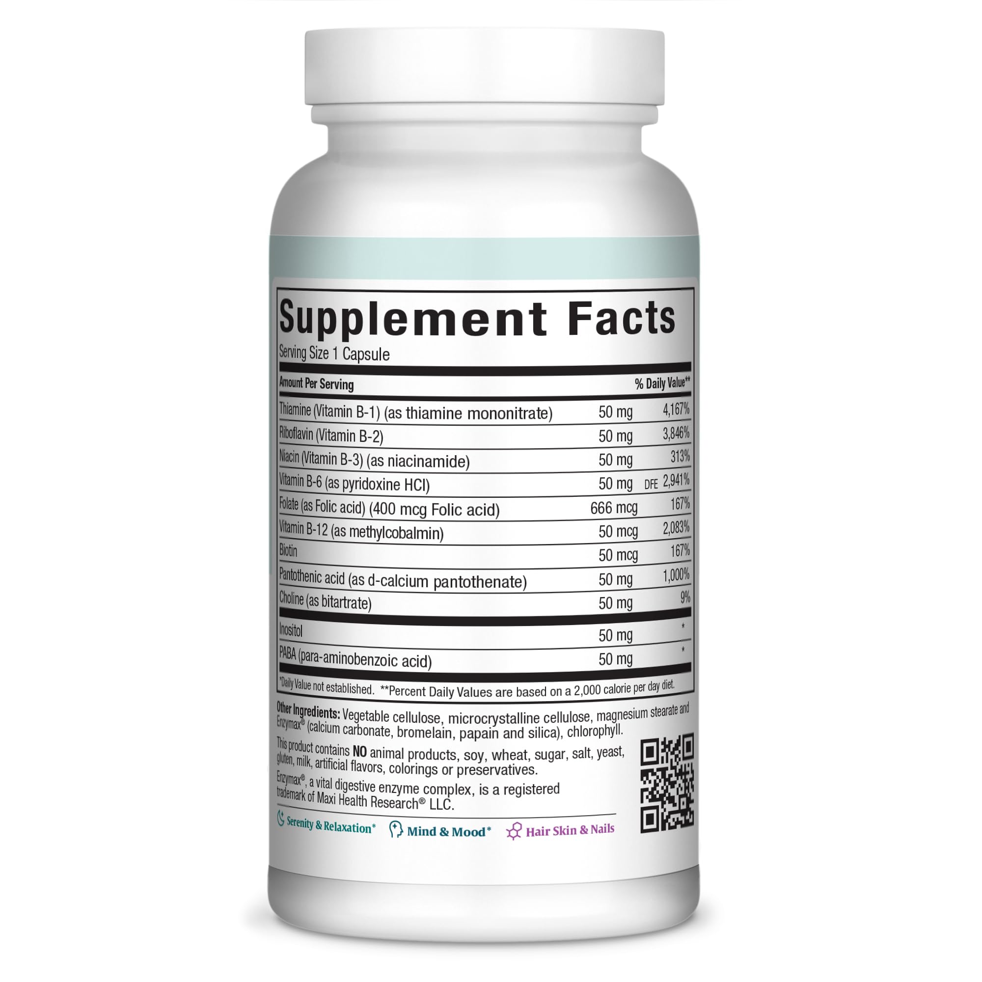 Maxi Health B-Complex Vitamins 200g side view