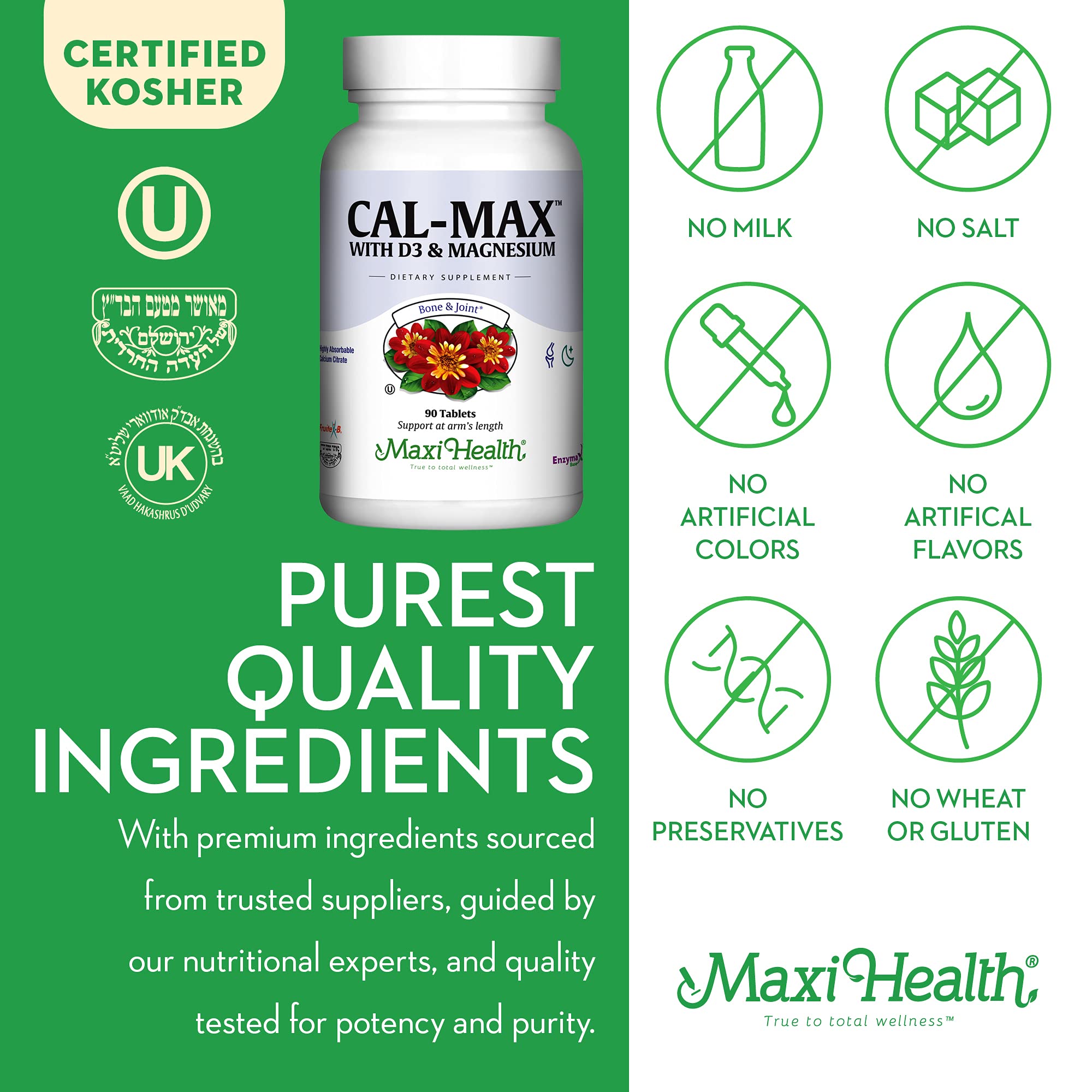 Maxi Health Cal Max supplement facts label