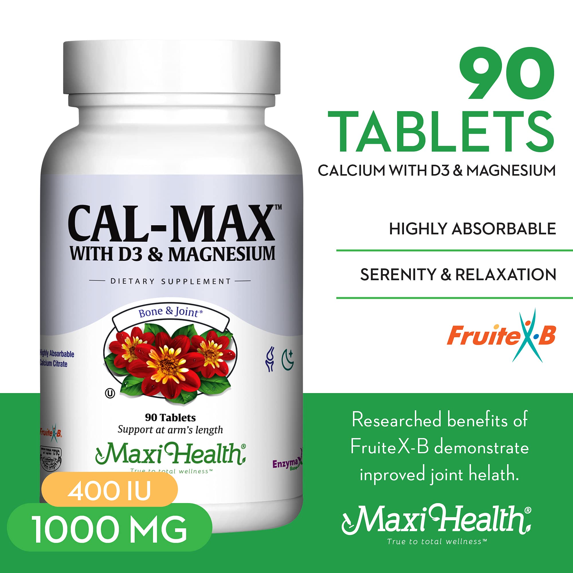 Maxi Health Cal Max supplement tablets close-up