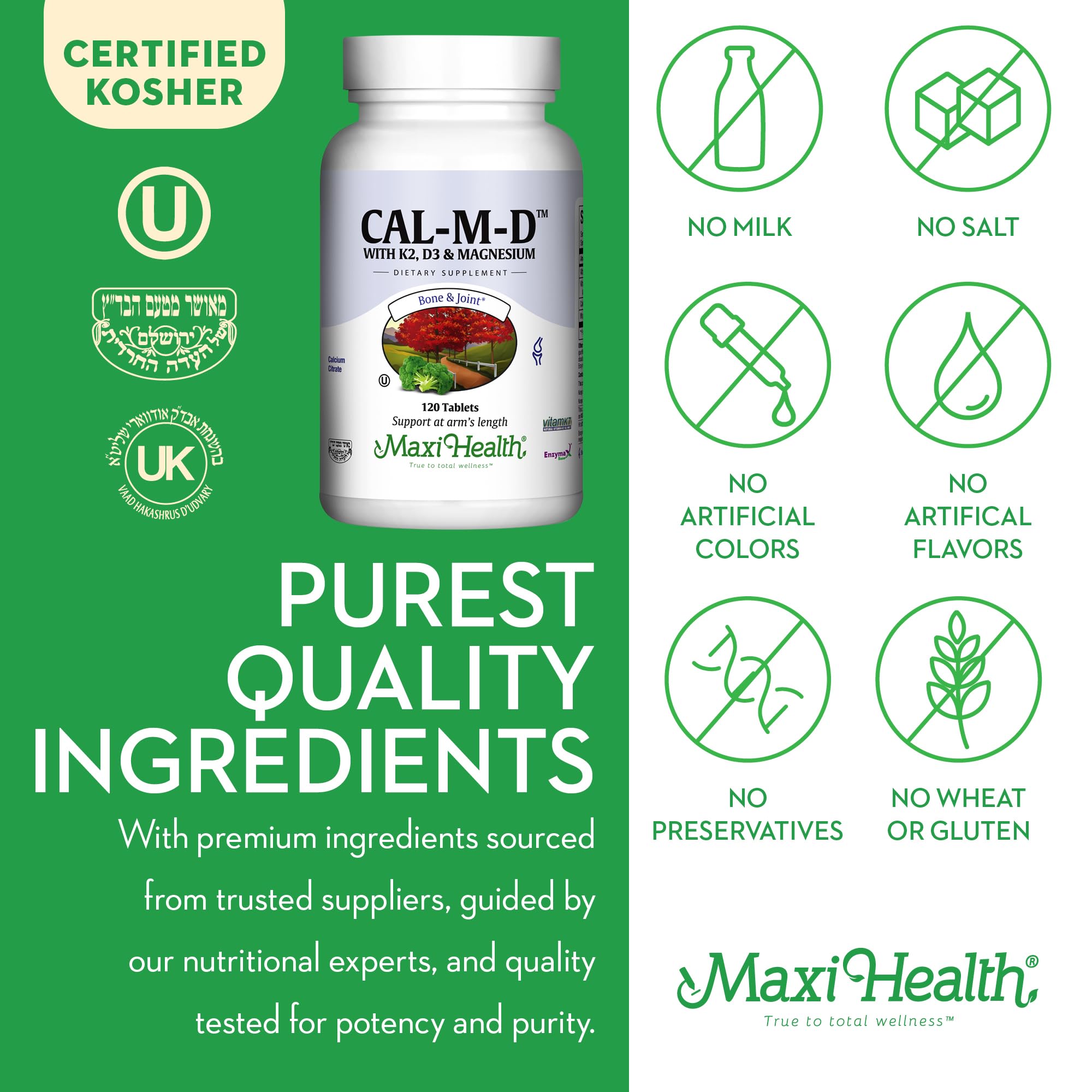 Maxi Health Calcium D3 K2 Magnesium supplement in hand