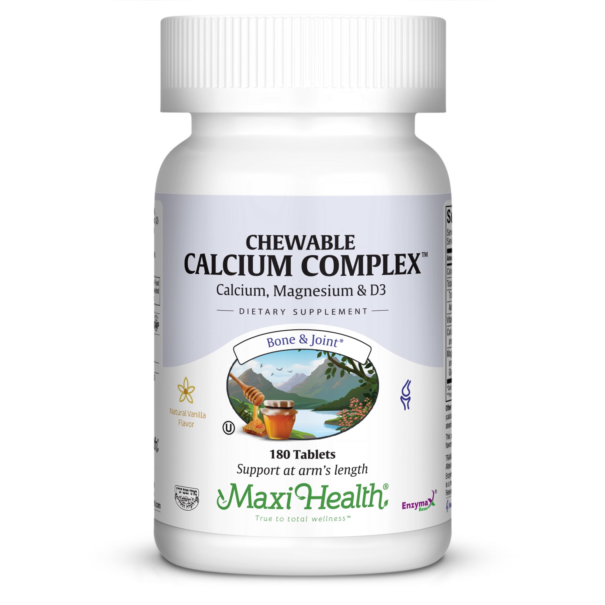 Maxi Health Calcium & Magnesium Chewable Tablets front view with packaging