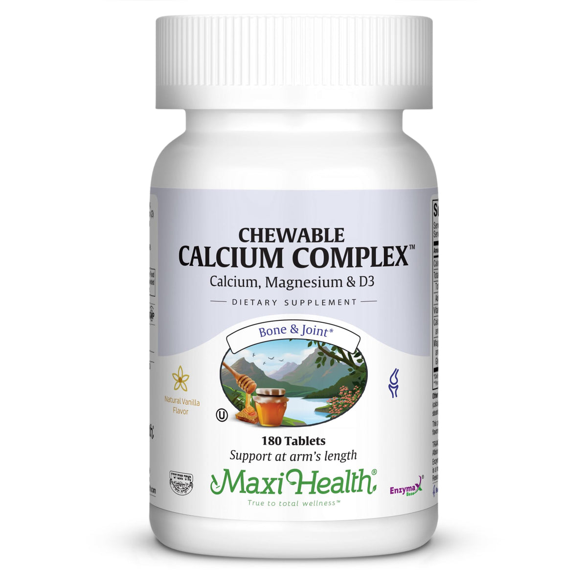 Maxi Health Calcium & Magnesium Chewable Tablets front view with packaging