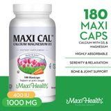 Maxi Health Calcium with D3 & Magnesium 1000mg capsules back view