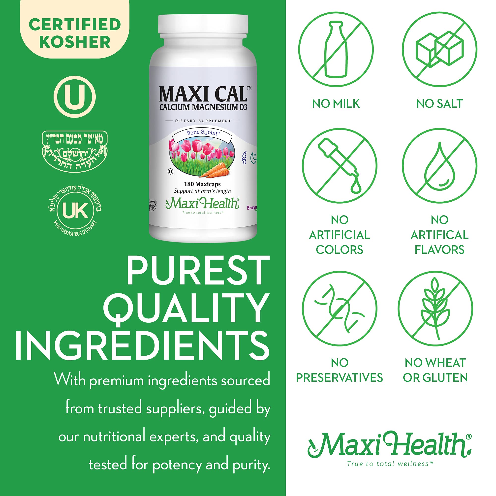 Maxi Health Calcium with D3 & Magnesium capsules with measuring spoon