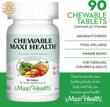 Maxi Health Chewable Multivitamin back view showing ingredients