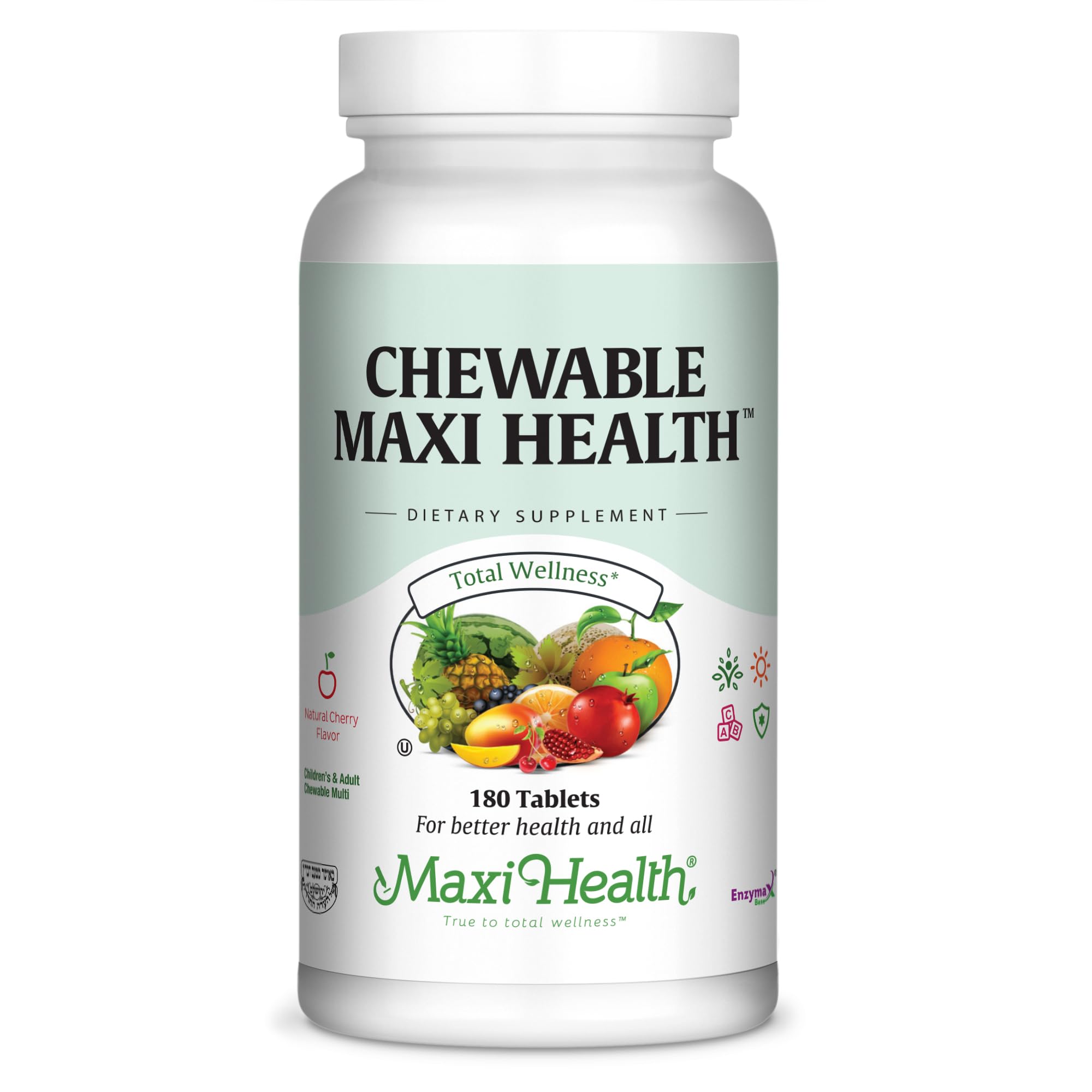 Maxi Health Chewable Multivitamin front view with cherry flavour