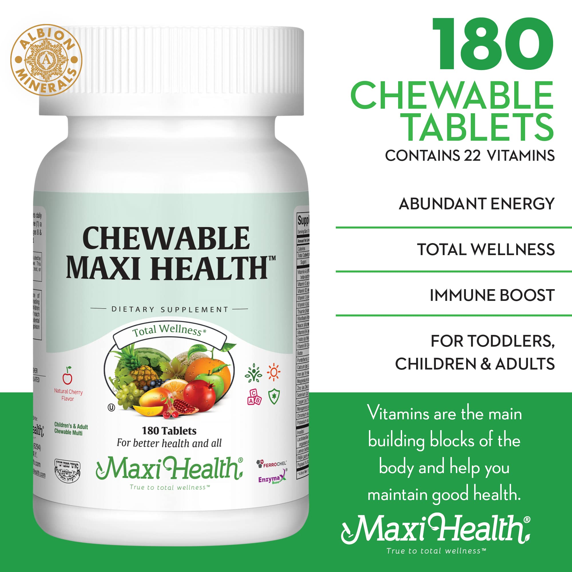 Maxi Health Chewable Multivitamin packaging side view