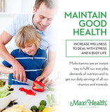 Maxi Health Chewable Multivitamin side view with dosage instructions