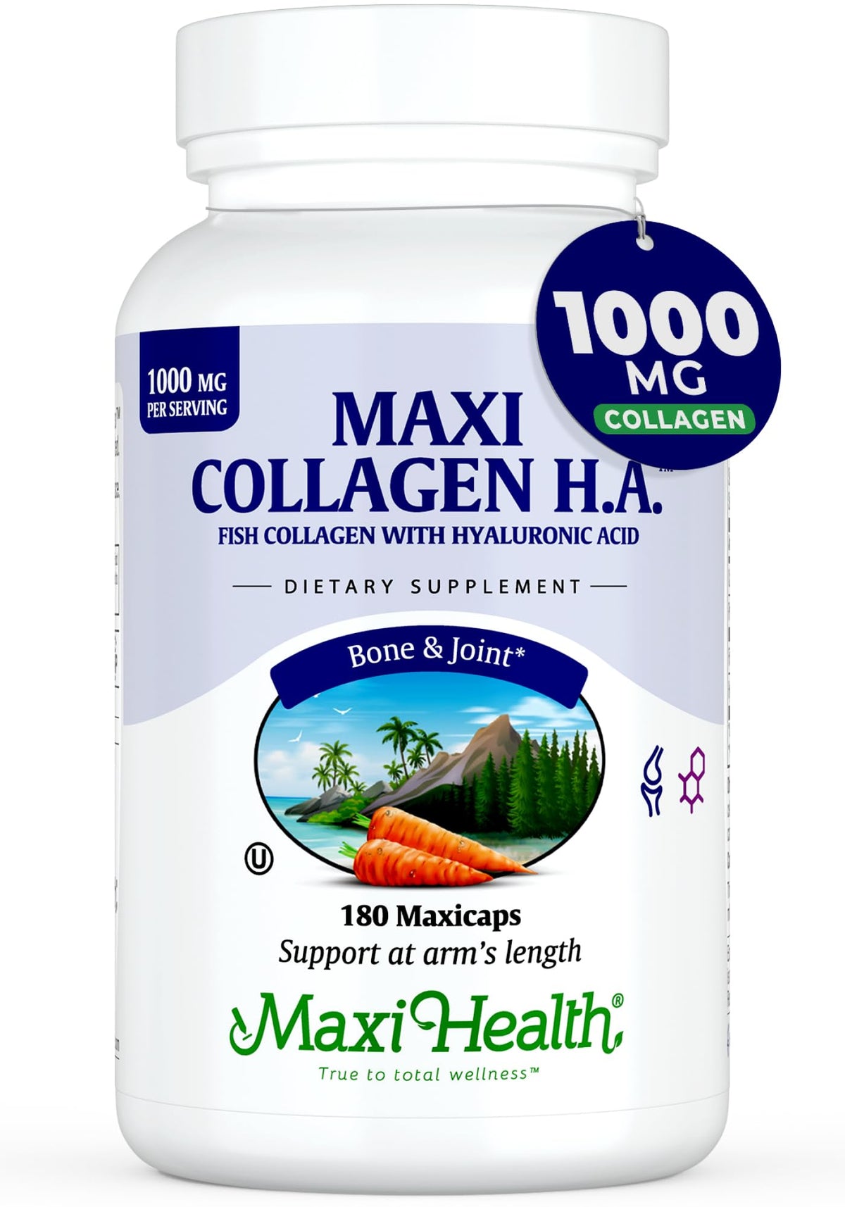 Maxi Health Collagen Capsules front view with packaging
