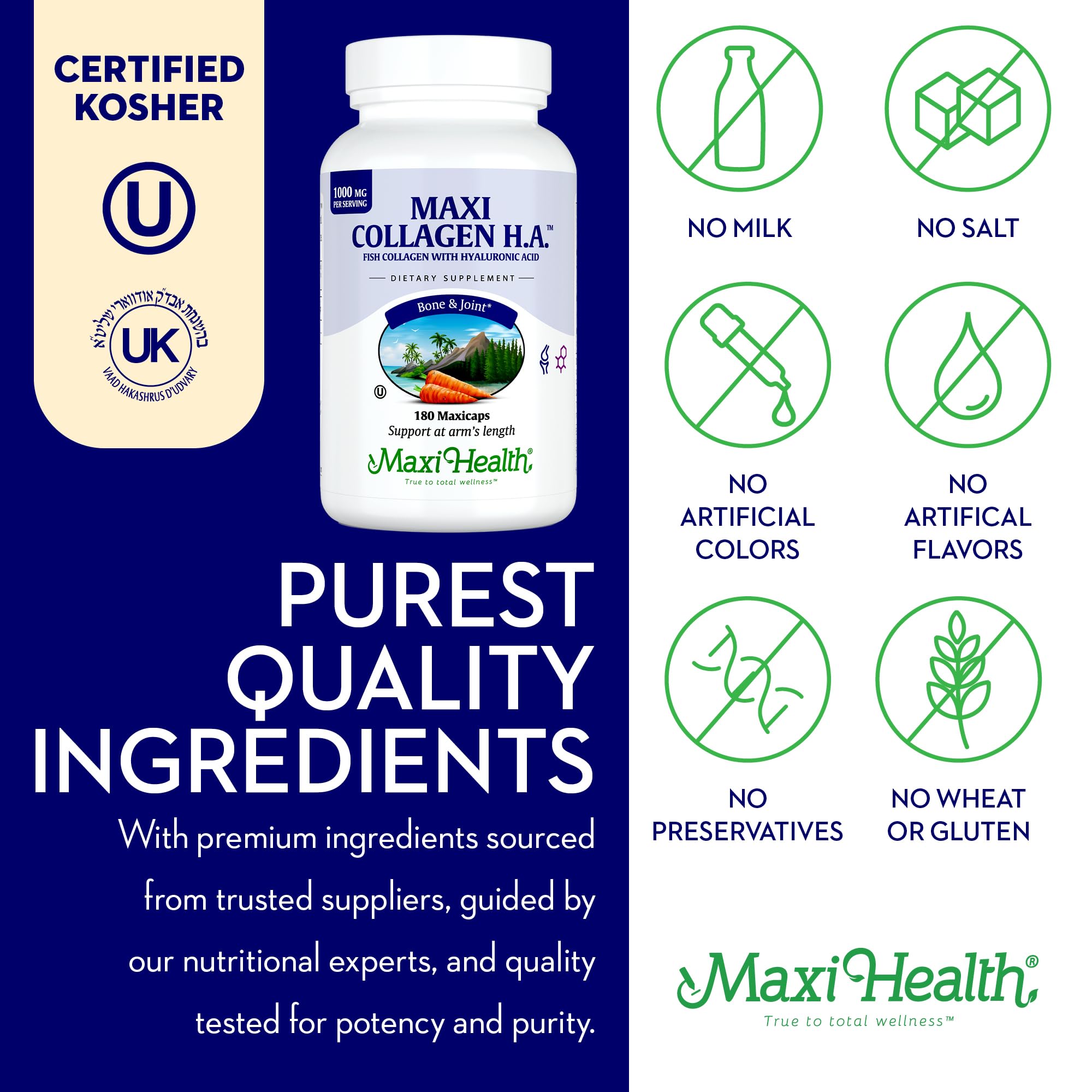 Maxi Health Collagen Capsules opened bottle with capsules