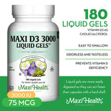 Maxi Health D3 3000 Liquid Gels bottle side view