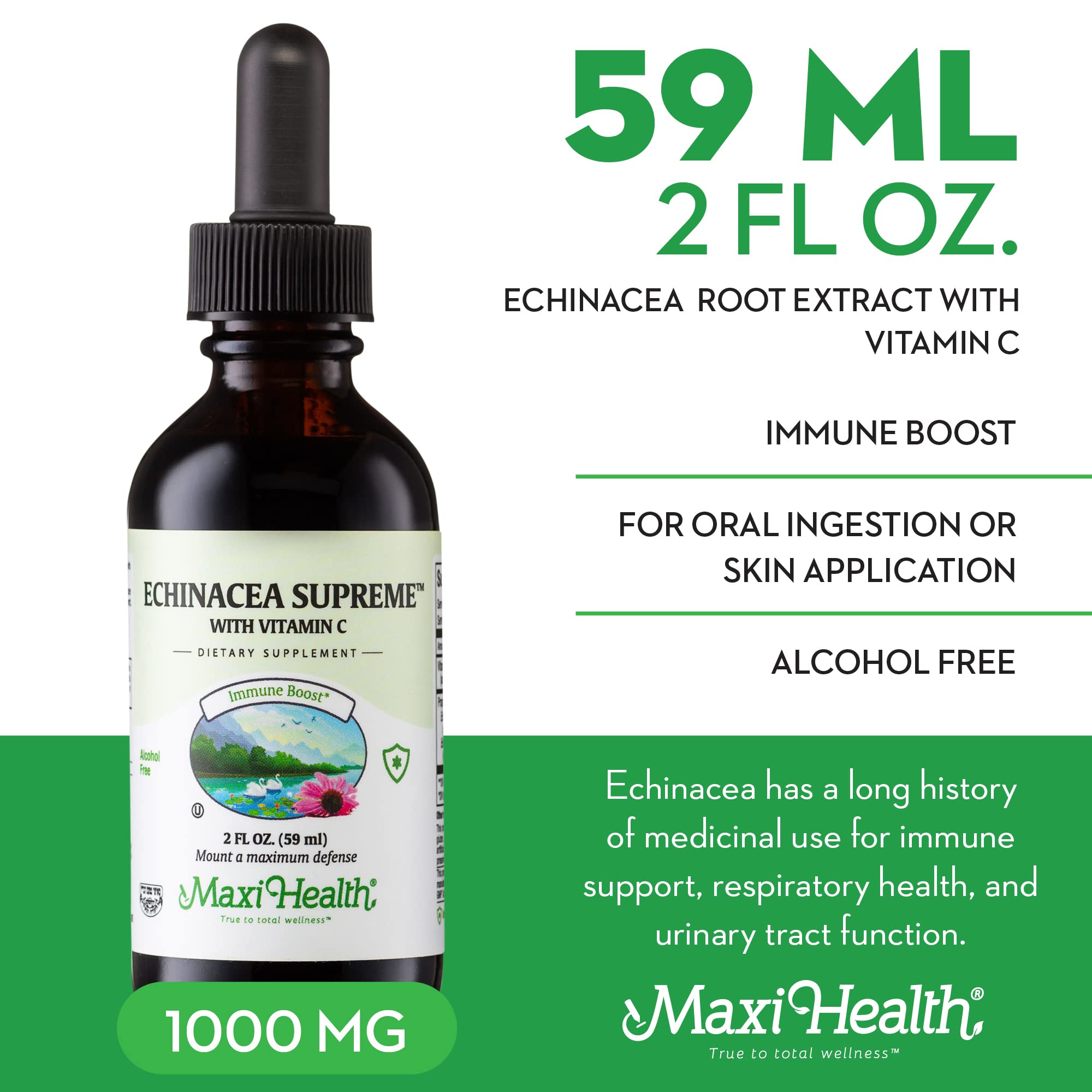 Maxi Health Echinacea Drops 1000mg back label