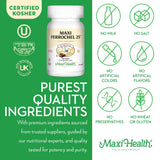 Maxi Health Ferrochel 25 Iron Supplement back view of packaging