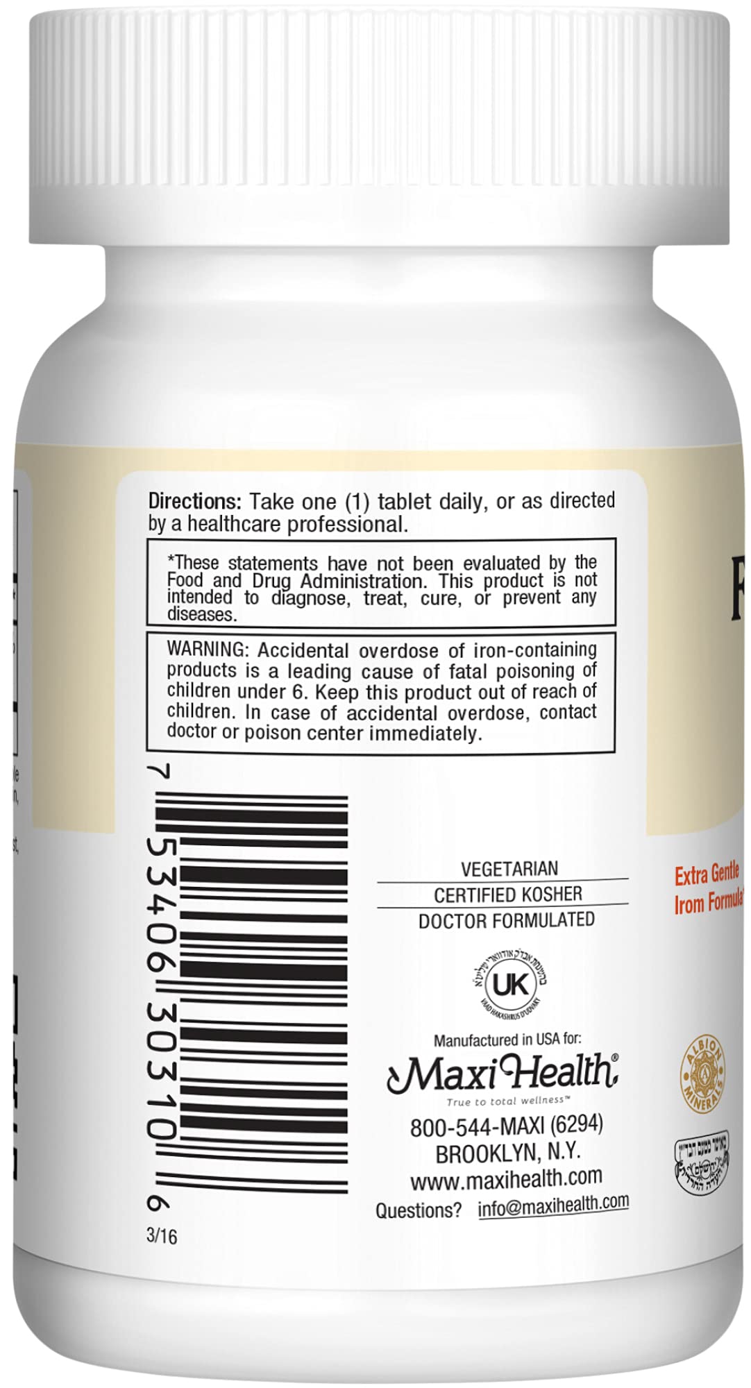 Maxi Health Ferrochel 25 Iron Supplement facility badge