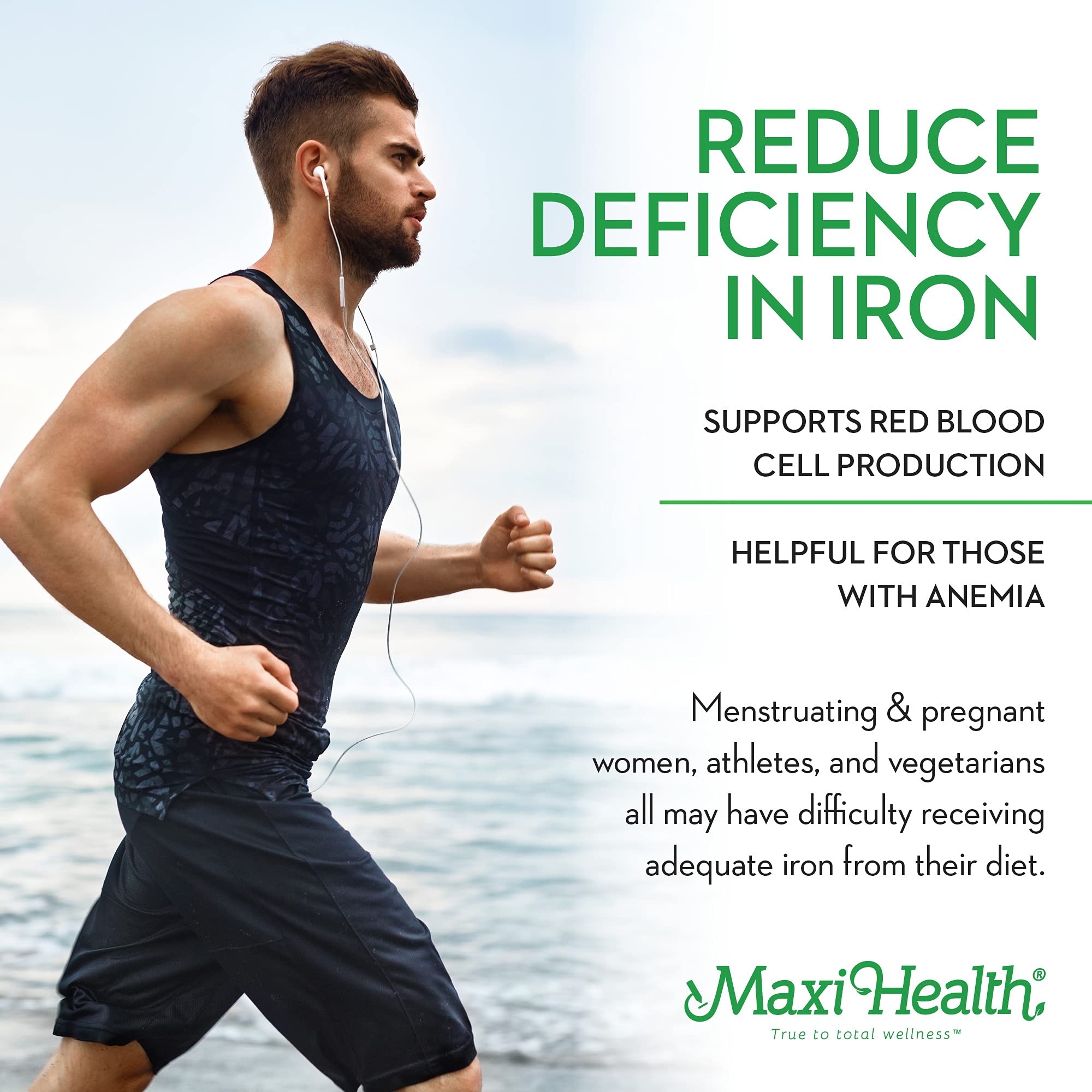 Maxi Health Ferrochel 25 Iron Supplement showing tablet size