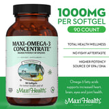 Maxi Health Fish Oil Softgels packaging side view