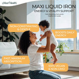 Maxi Health Iron Supplement liquid bottle side view