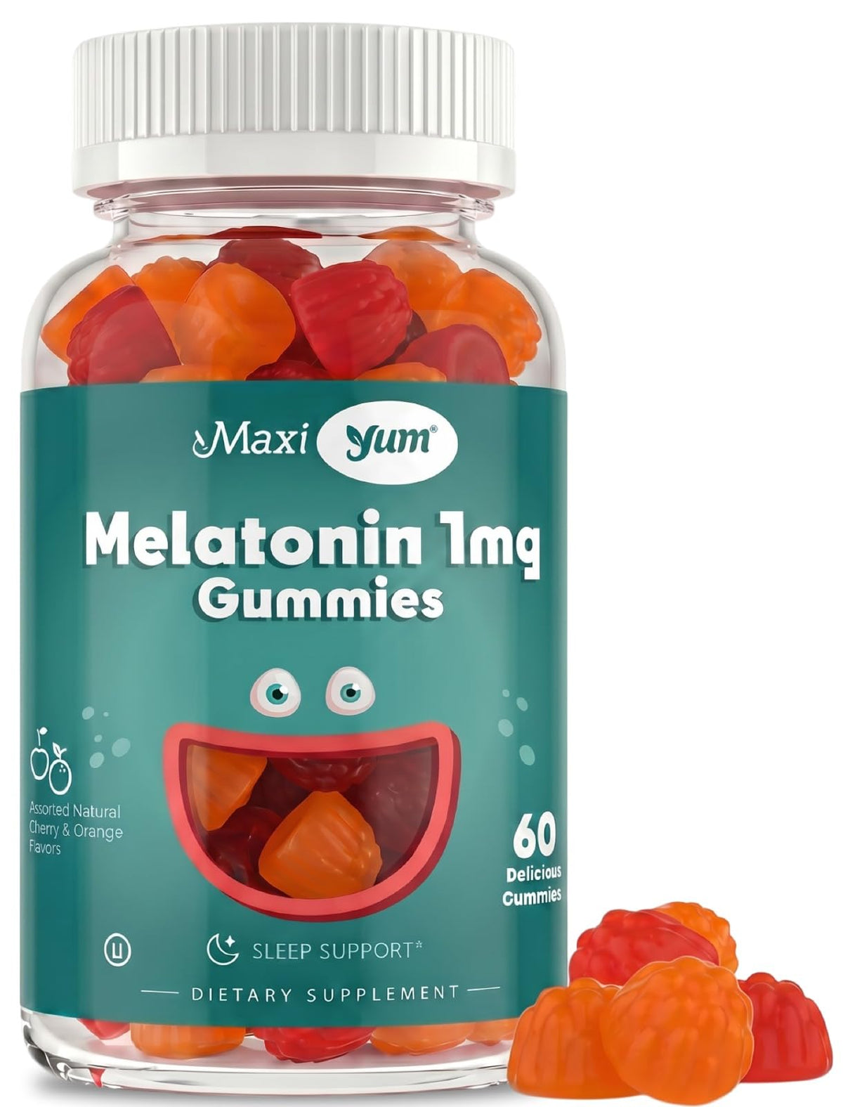 Maxi Health Kids Melatonin Gummies 1mg cherry flavour front view