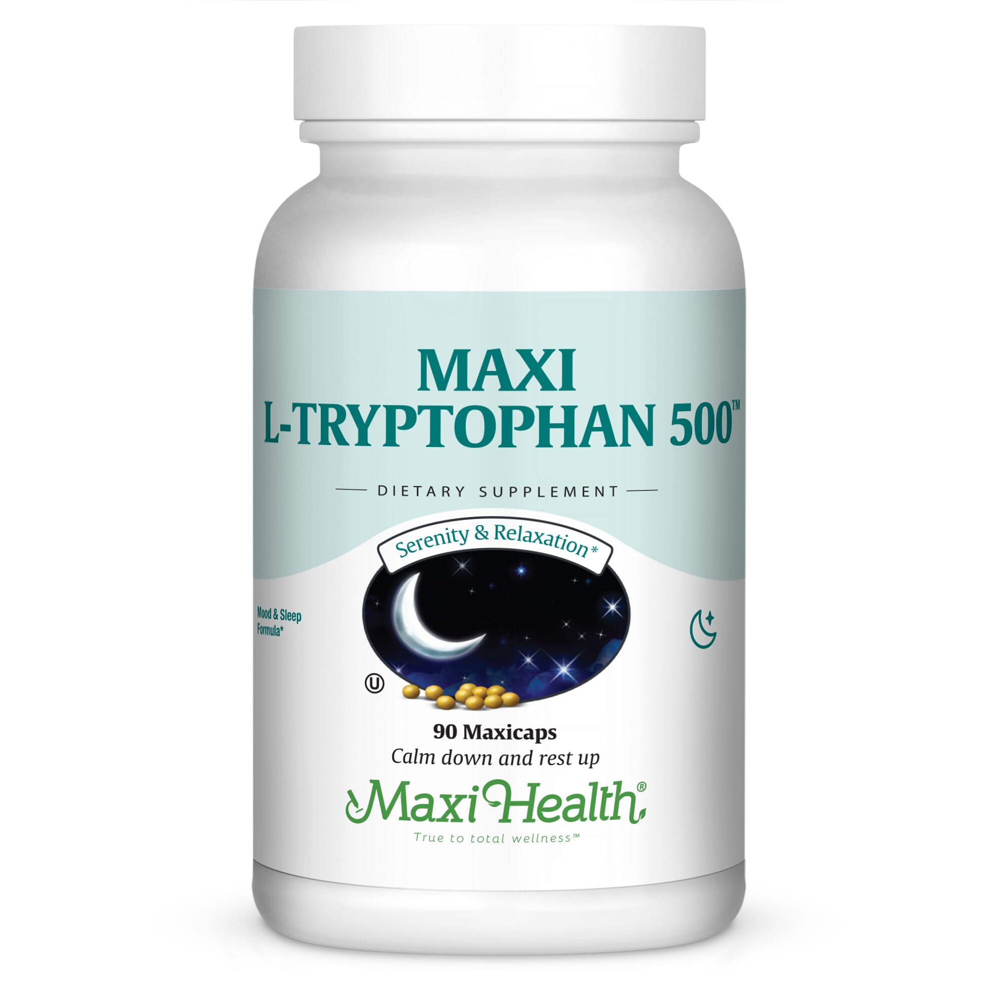 Maxi Health L-Tryptophan 500mg 90 Capsules front view
