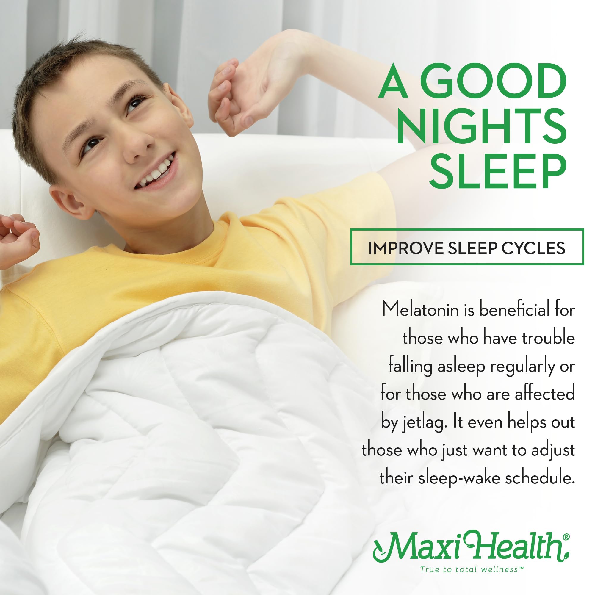 Maxi Health Liquid Melatonin for Kids 2 fl oz label close-up