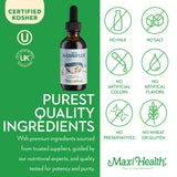 Maxi Health Liquid Vitamin B Complex ingredients list on back