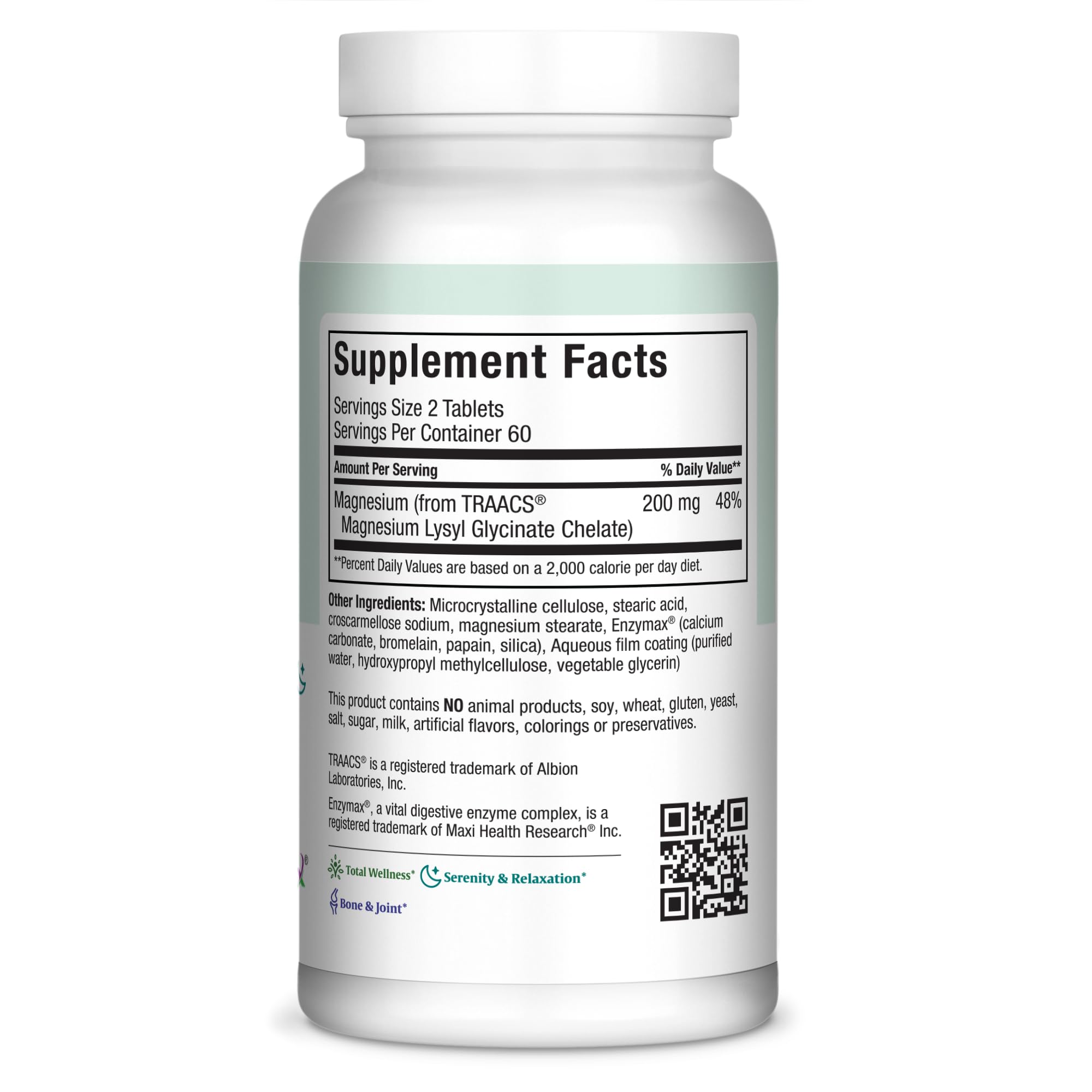 Maxi Health Magnesium Lysyl Glycinate 200mg 120 Tablets side view