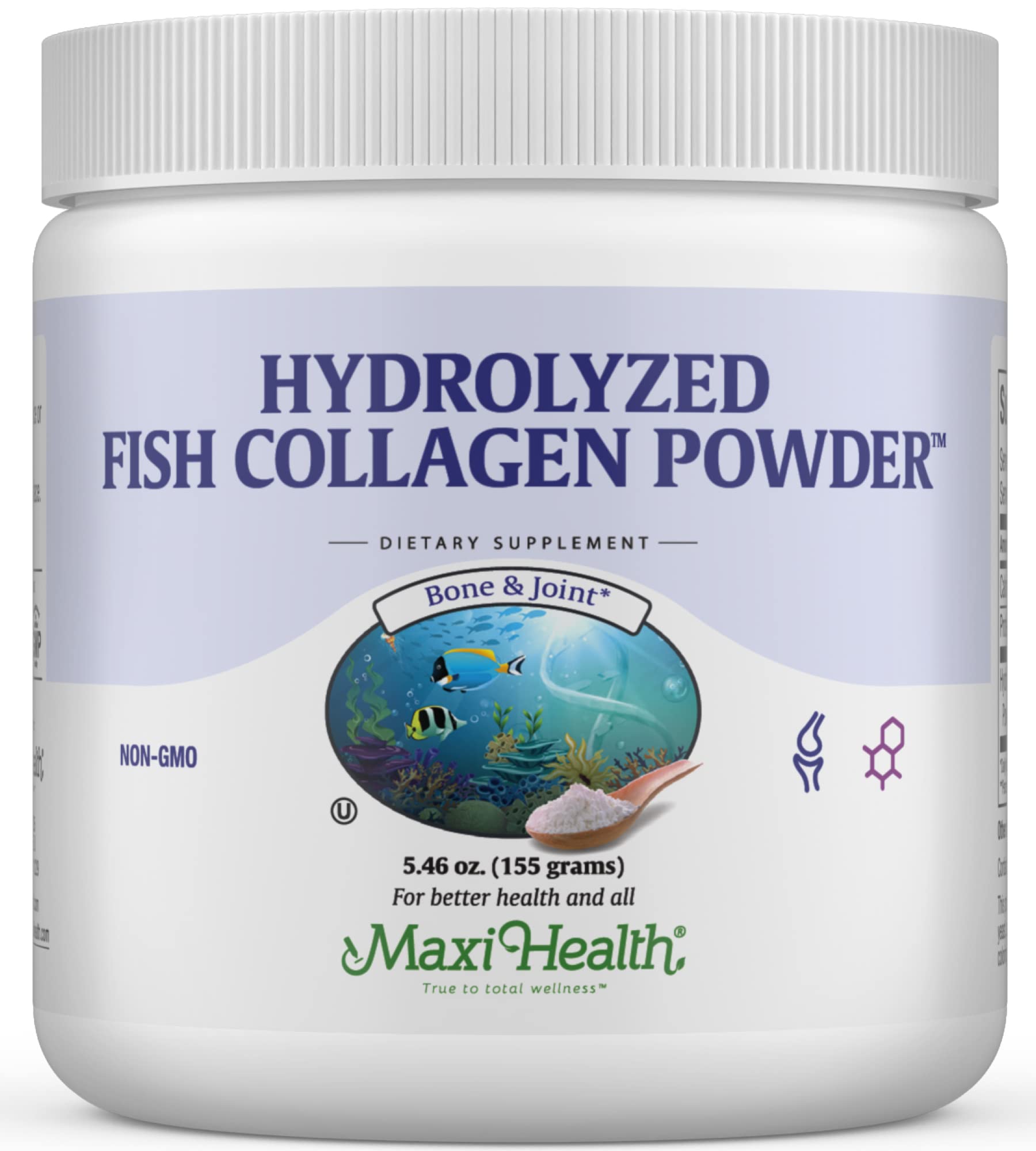 Maxi Health Marine Collagen Peptides Powder 222g front view