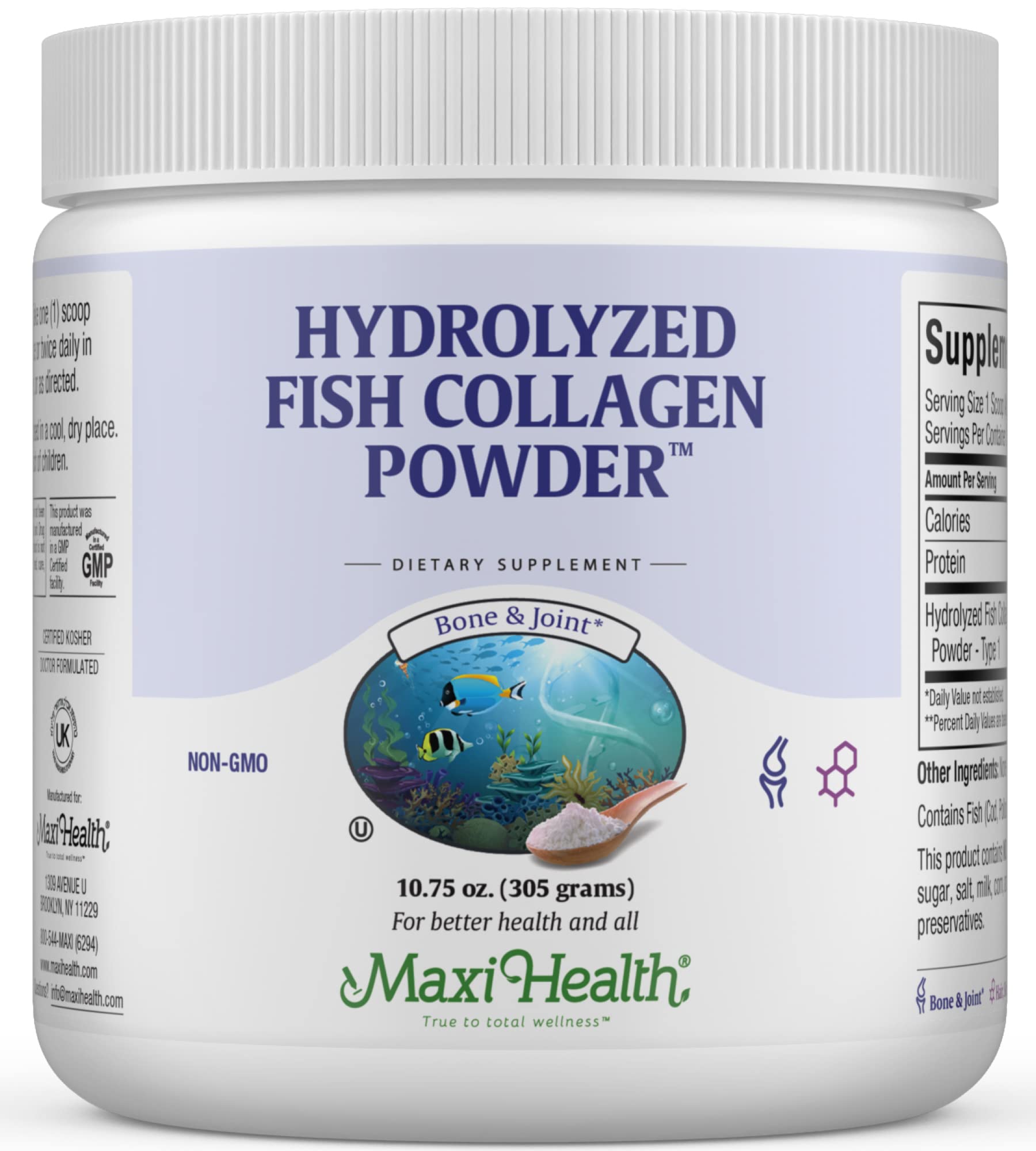Maxi Health Marine Collagen Peptides Powder 227g front view