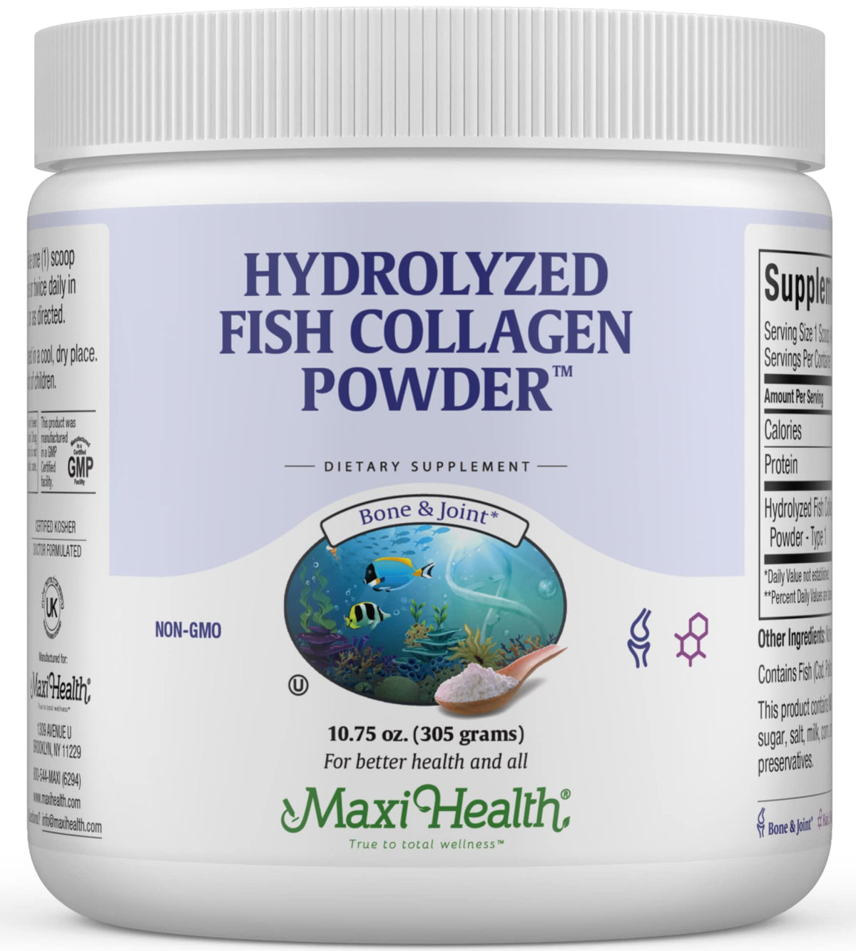 Maxi Health Marine Collagen Peptides Powder 227g front view