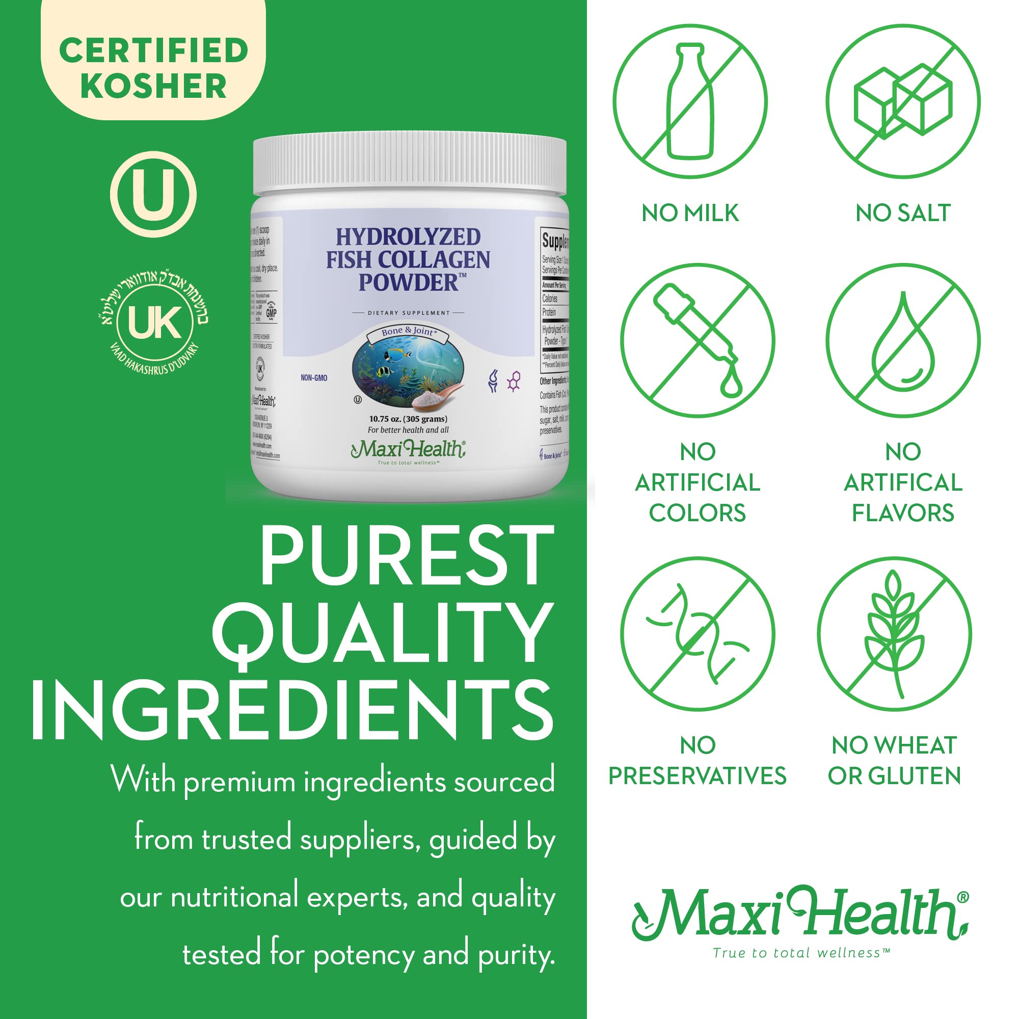 Maxi Health Marine Collagen Peptides Powder mixed in a smoothie