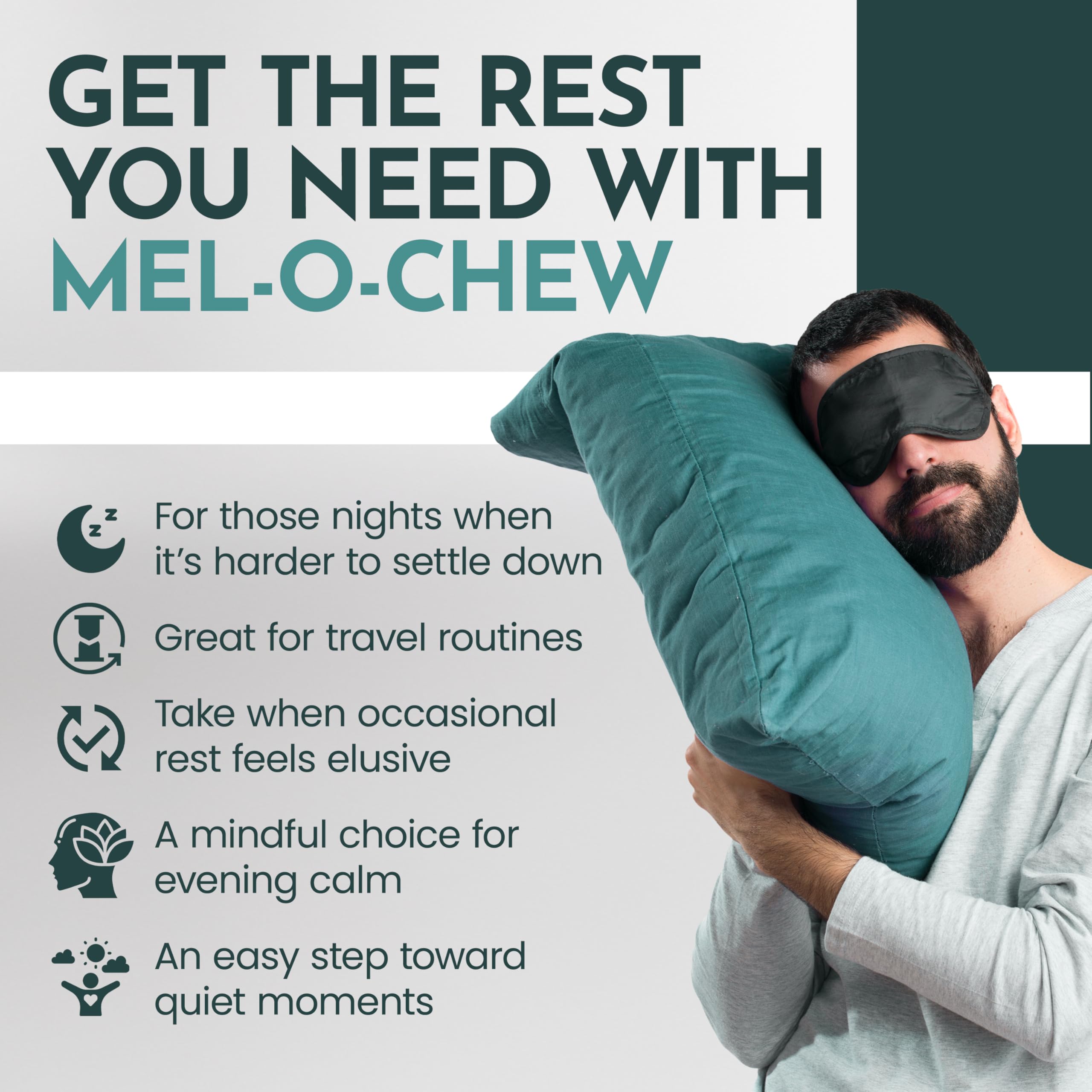 Maxi Health Mel-O-Chew 1mg Chewable Tablets with a few tablets on a table