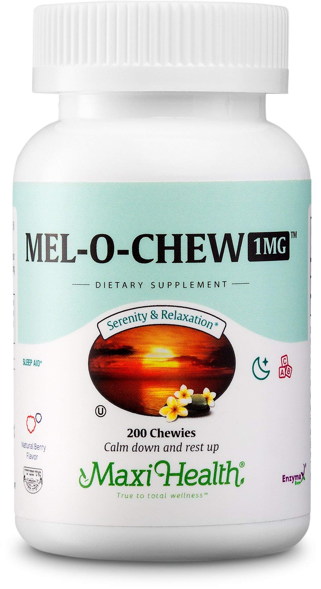 Maxi Health Mel-O-Chew chewable melatonin 1mg tablet front view